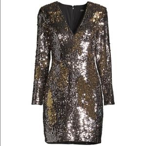 Adrianna Papell Gold and Silver Sequin Dress
